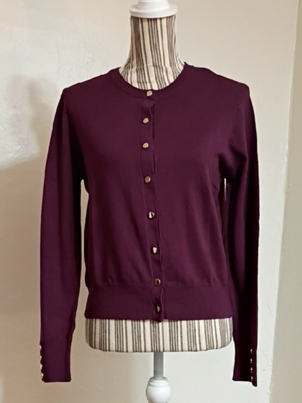Karen Millen Burgundy Button-Front Cardigan
